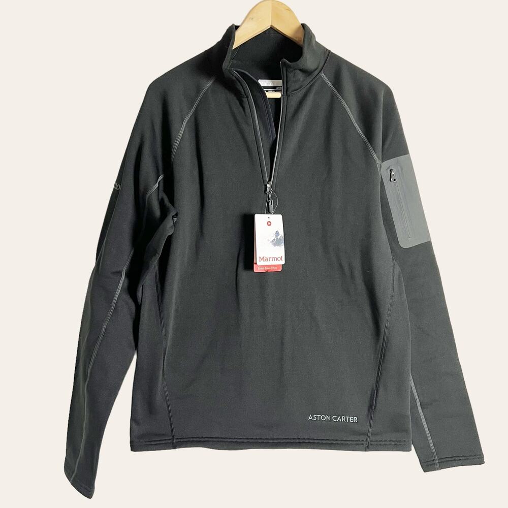 Marmot Stretch Fleece 1/2 Zip Black Pullover Sweatshirt Men’s Size M